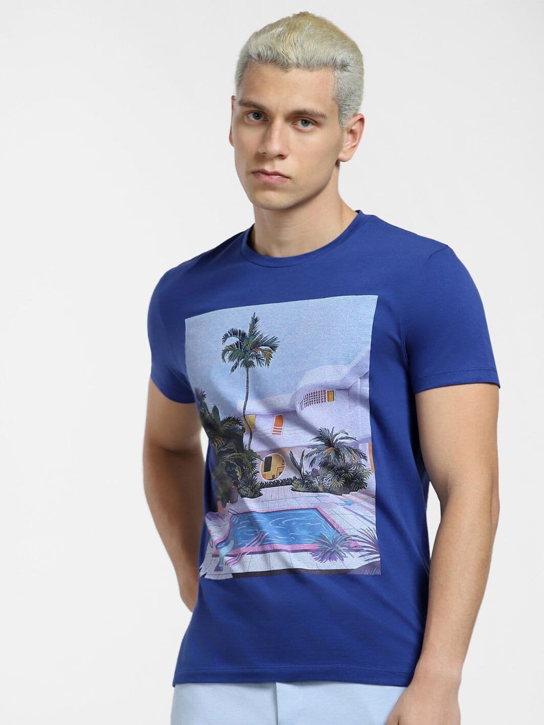 Jack & Jones Men Graphic Printed Slim Fit Cotton T-shirt - view 1