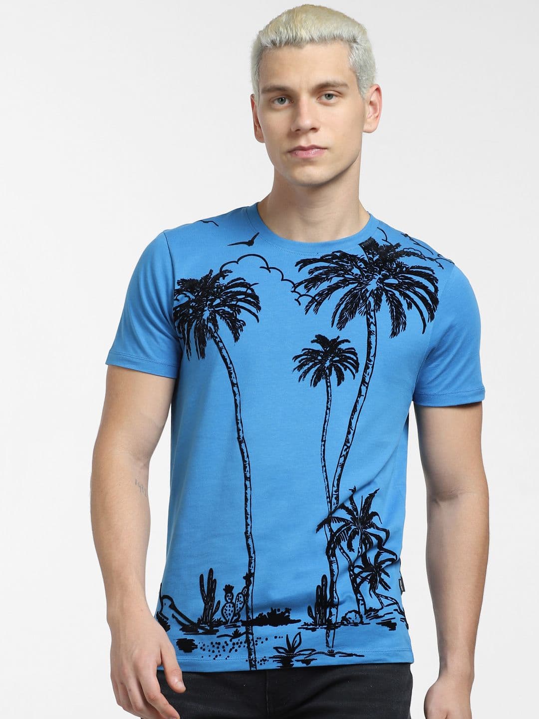 Jack & Jones Men Printed Tropical Cotton Slim Fit T-shirt - view 1