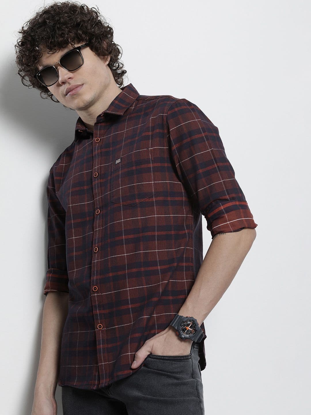 The Indian Garage Co Men Tartan Checked Cotton Casual Shirt - view 1