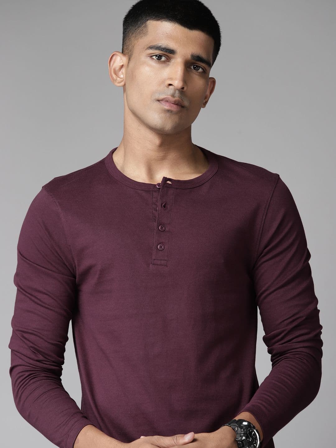 The Roadster Lifestyle Co. Henley Neck Pure Cotton T-shirt - view 1