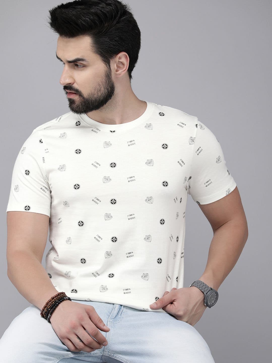 The Roadster Lifestyle Co. Men Brand Logo Printed Pure Cotton T-shirt - view 1