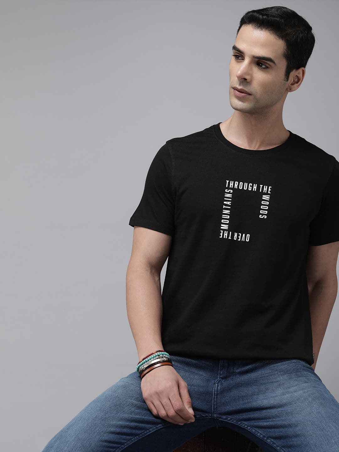 The Roadster Life Co. Typography Printed Pure Cotton T-shirt - view 1