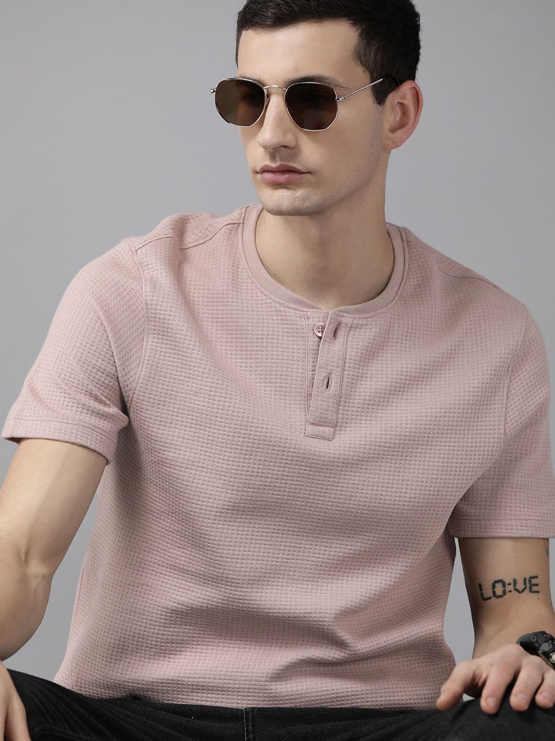 The Roadster Lifestyle Co. Self-Design Henley Neck T-shirt - view 1