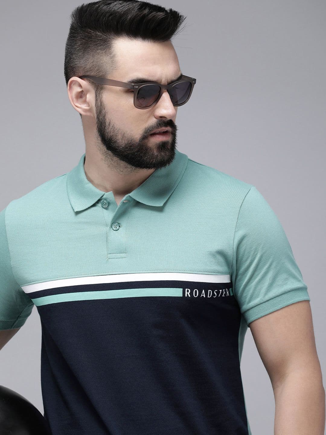 The Roadster Lifestyle Co. Men Colourblocked Polo Collar Pure Cotton T-shirt - view 1