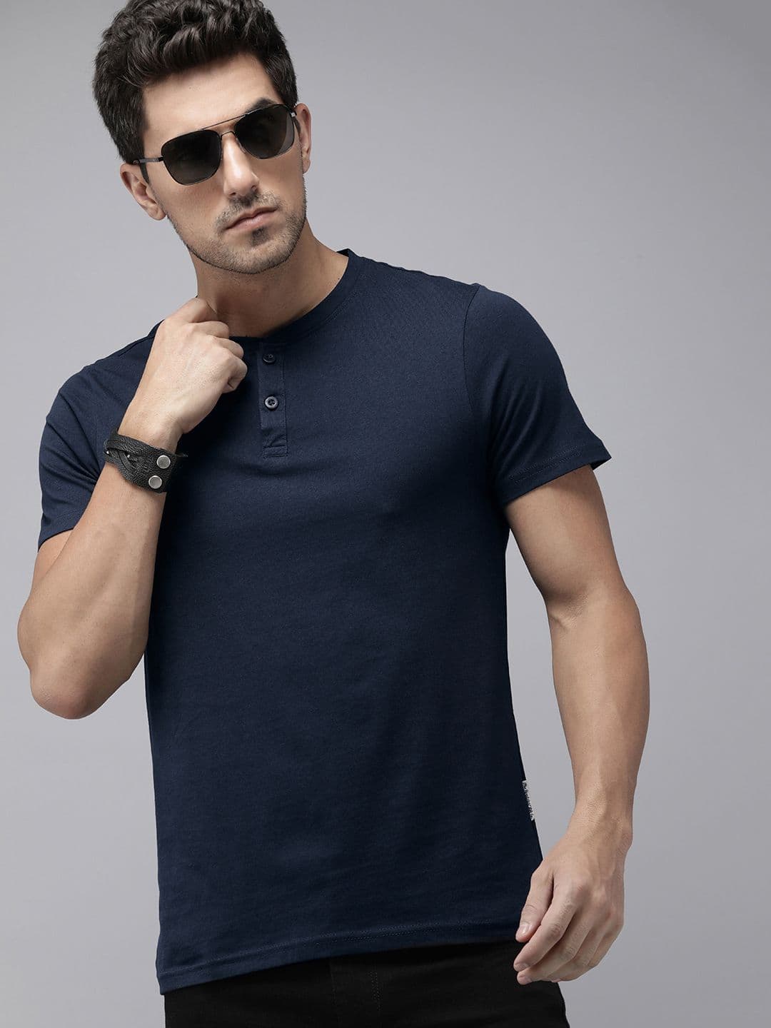 The Roadster Life Co. Henley Neck Pure Cotton T-shirt - view 1
