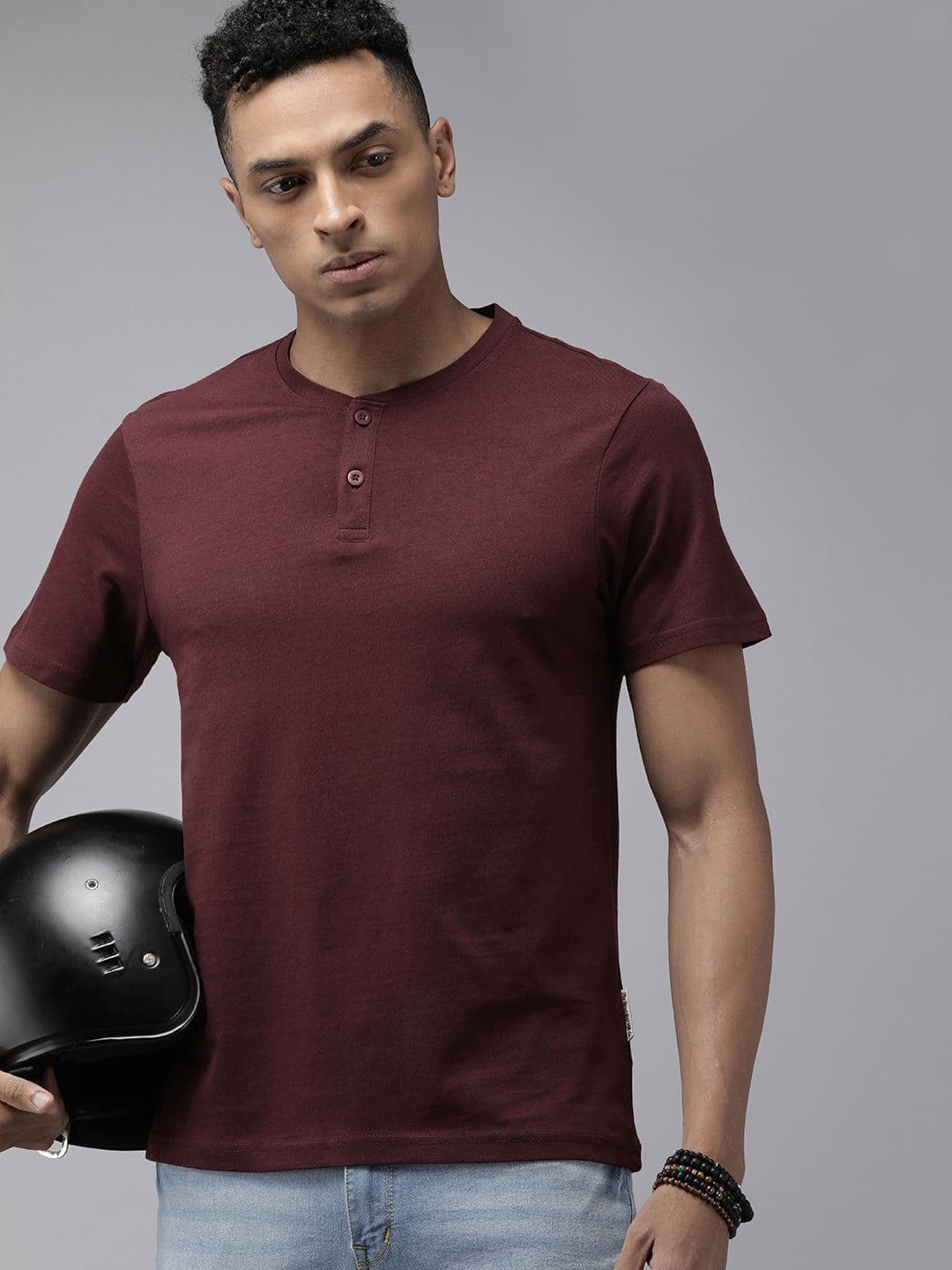 The Roadster Life Co. Henley Neck Pure Cotton T-shirt - view 1