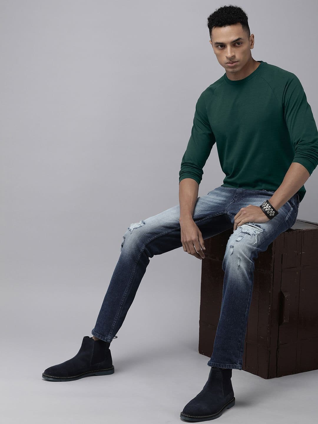 The Roadster Lifestyle Co. Men Pure Cotton Solid Round Neck T-shirt - view 1