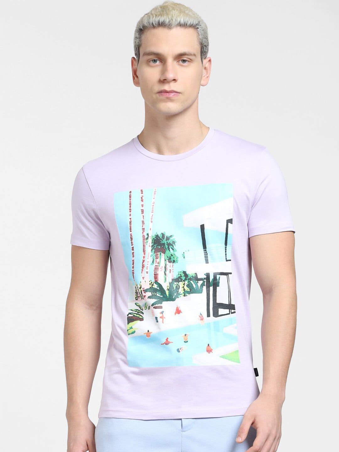 Jack & Jones Men Typography Printed Tropical Slim Fit Cotton T-shirt - view 1