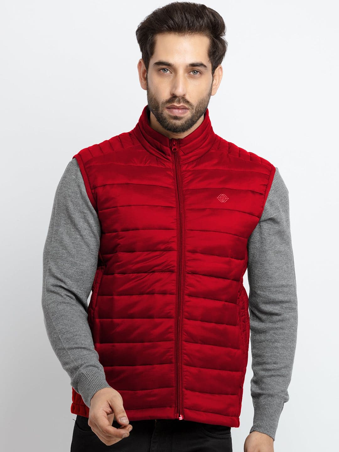 Status Quo Men Colourblocked Mock Collar Puffer Jacket - view 1
