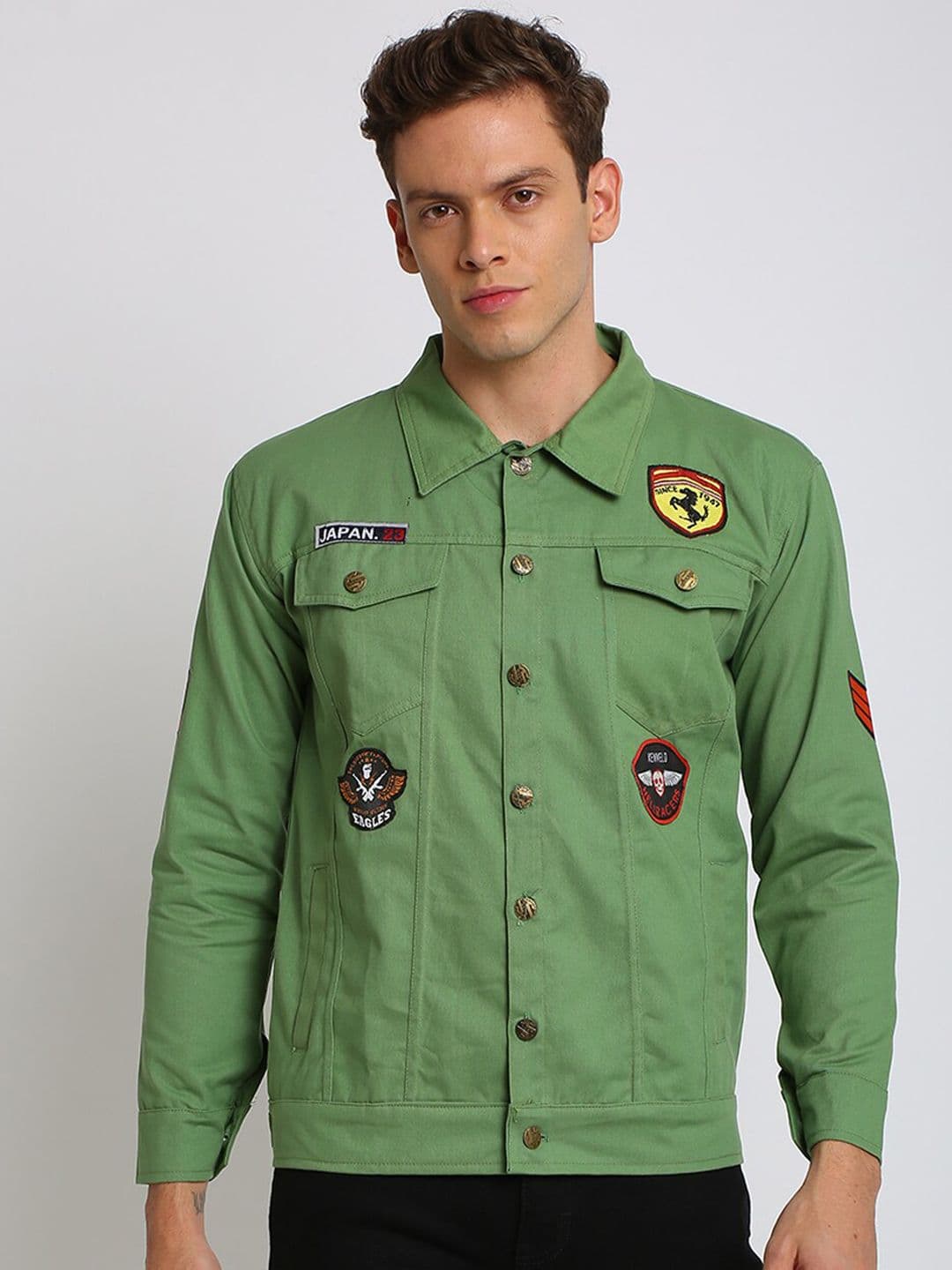 VOXATI Men Cotton Denim Jacket with Patchwork - view 1