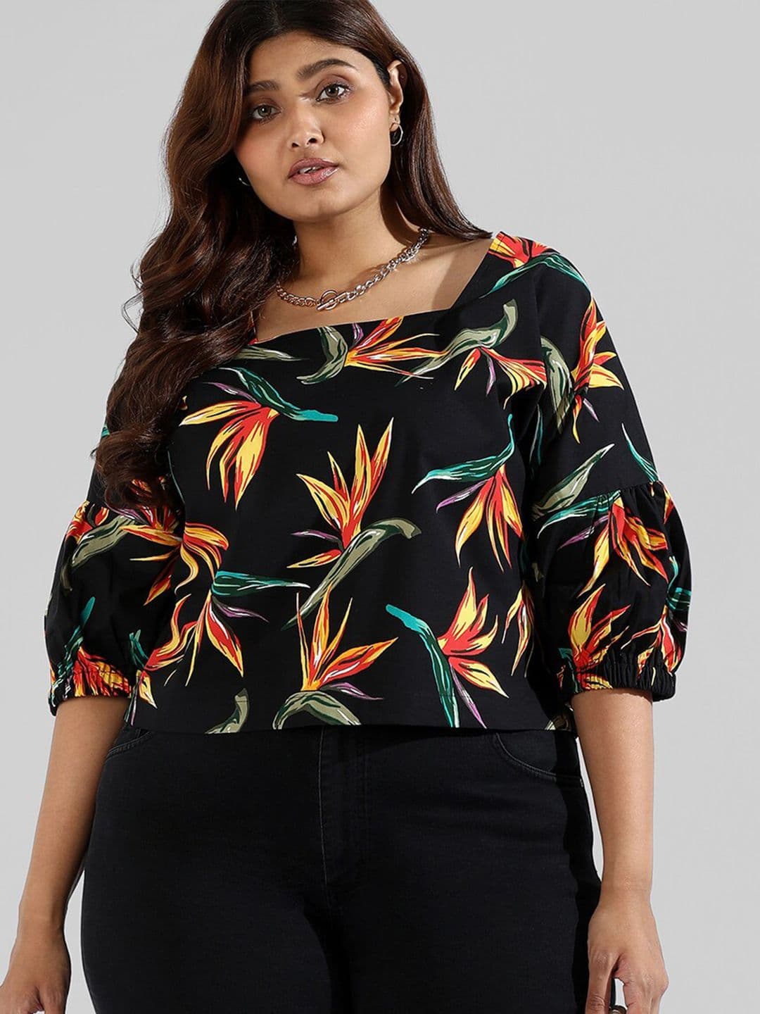 Instafab Plus Women Plus Size Tropical Print Top - view 1