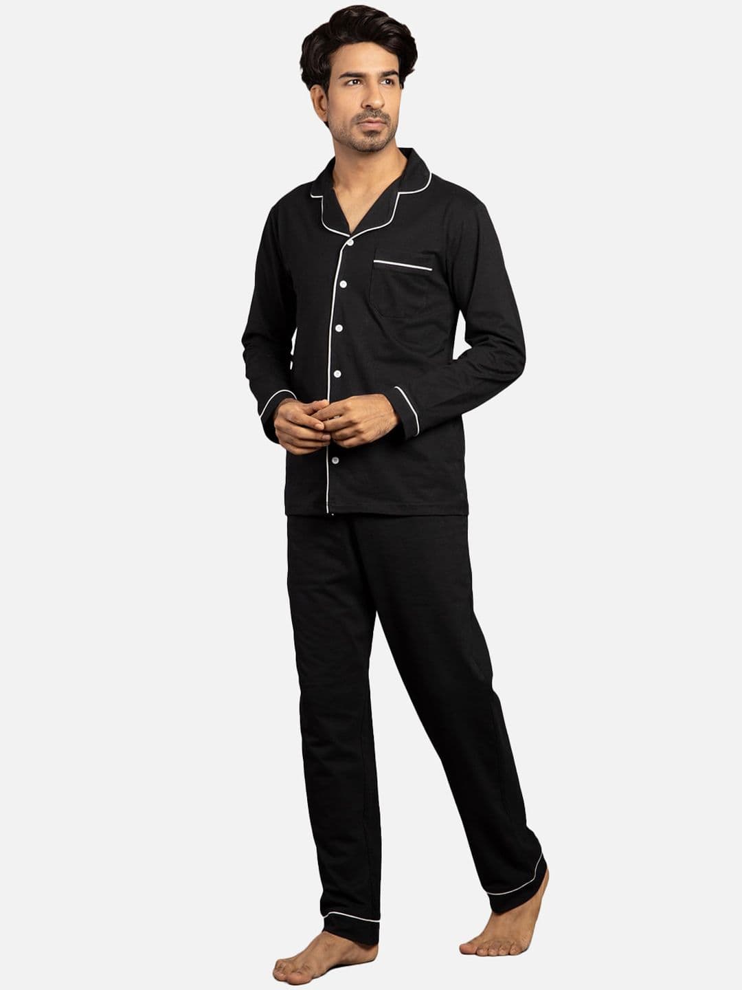 Nite Flite Men Black & White Printed Night suit - view 1