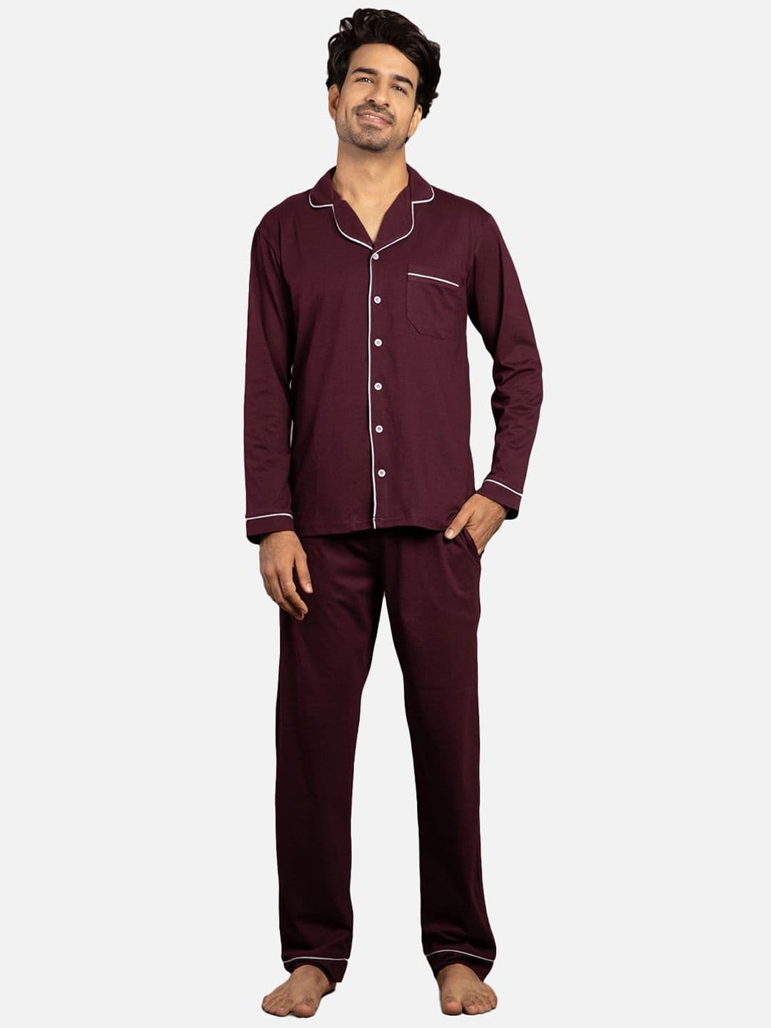 Nite Flite Men 2 Pieces Pure Cotton Night suit - view 1