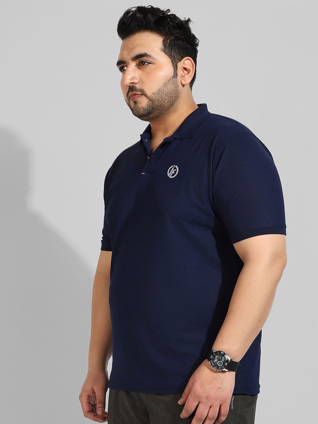 Instafab Plus Men Plus Size Polo Collar Flex T-shirt - view 1