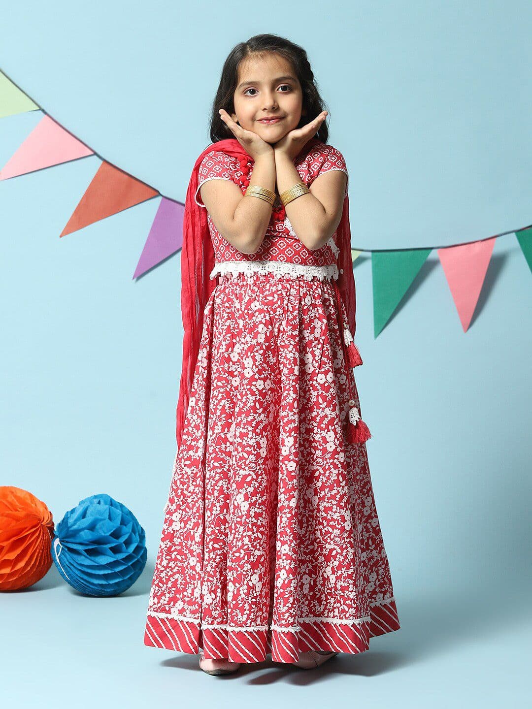 Biba Girls Printed Ready to Wear Lehenga Blouse With Dupatta - view 1