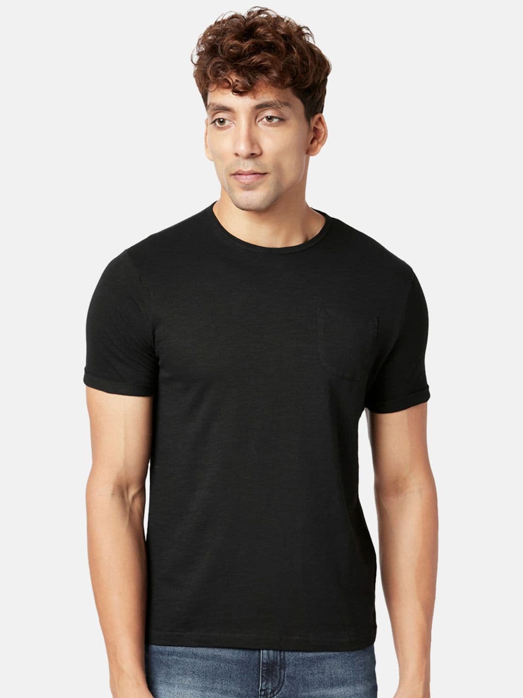 People Men Slim Fit Pure Cotton T-shirt - view 1