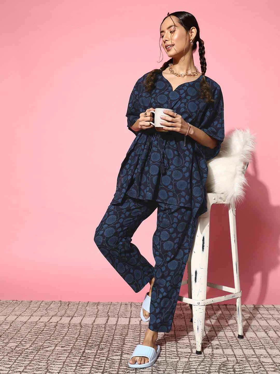 SANSKRUTIHOMES Printed Pure Cotton Tunic With Trousers - view 1