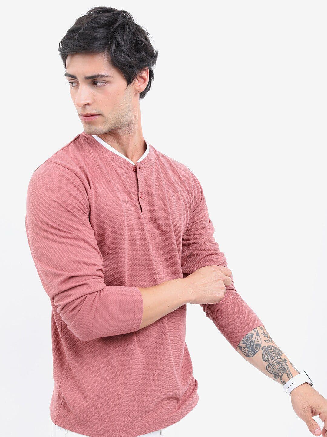 HIGHLANDER Men Henley Neck Popcorn Structured Regular fit T-shirt - view 1