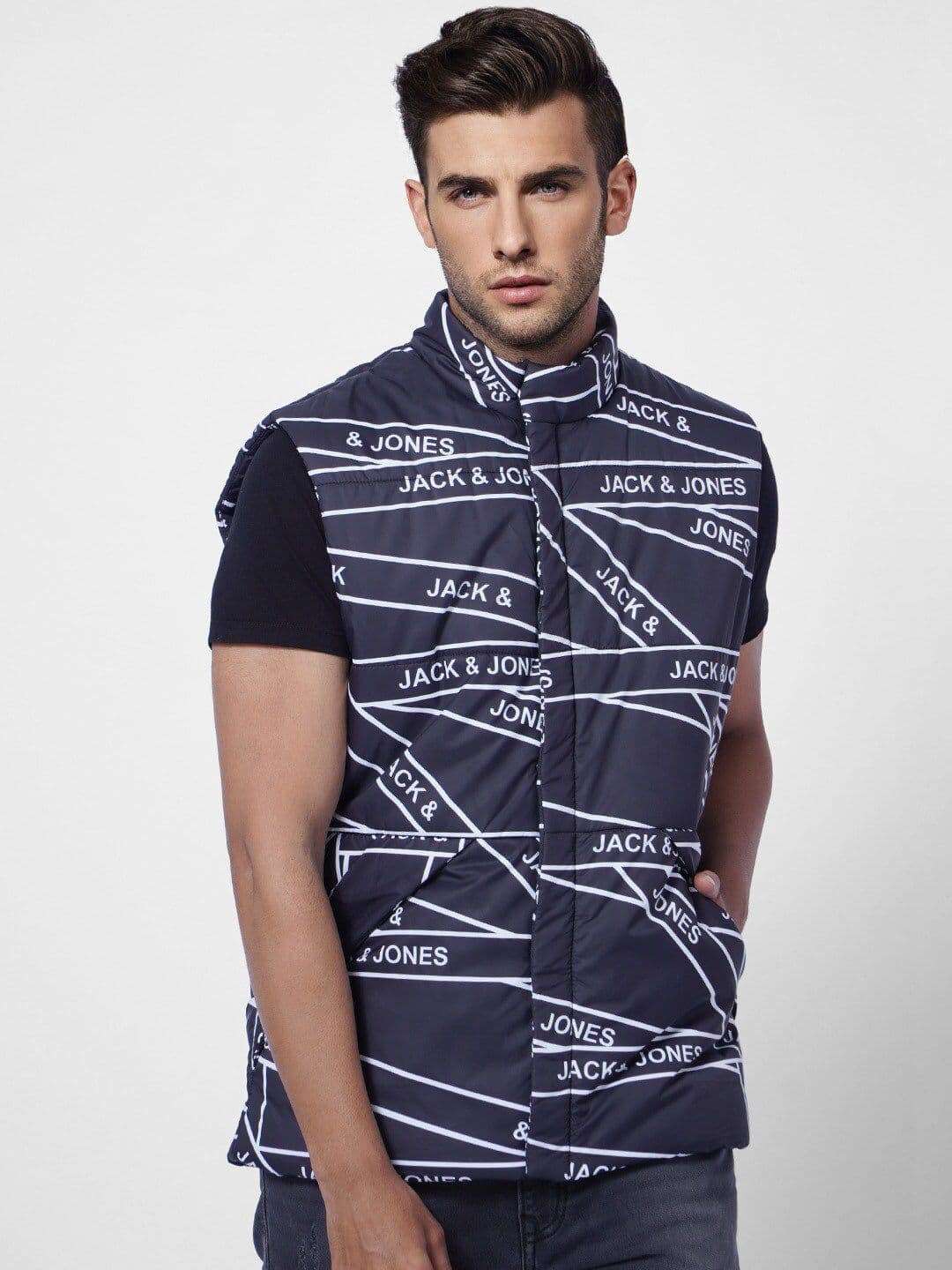 Jack & Jones Men Mock Collar Tailored Jacket - view 1