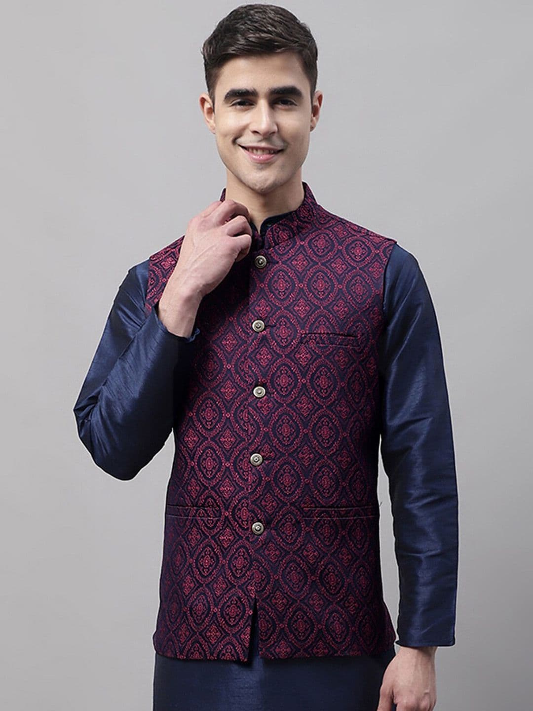 Jompers Men Woven Design Nehru Jacket - view 1