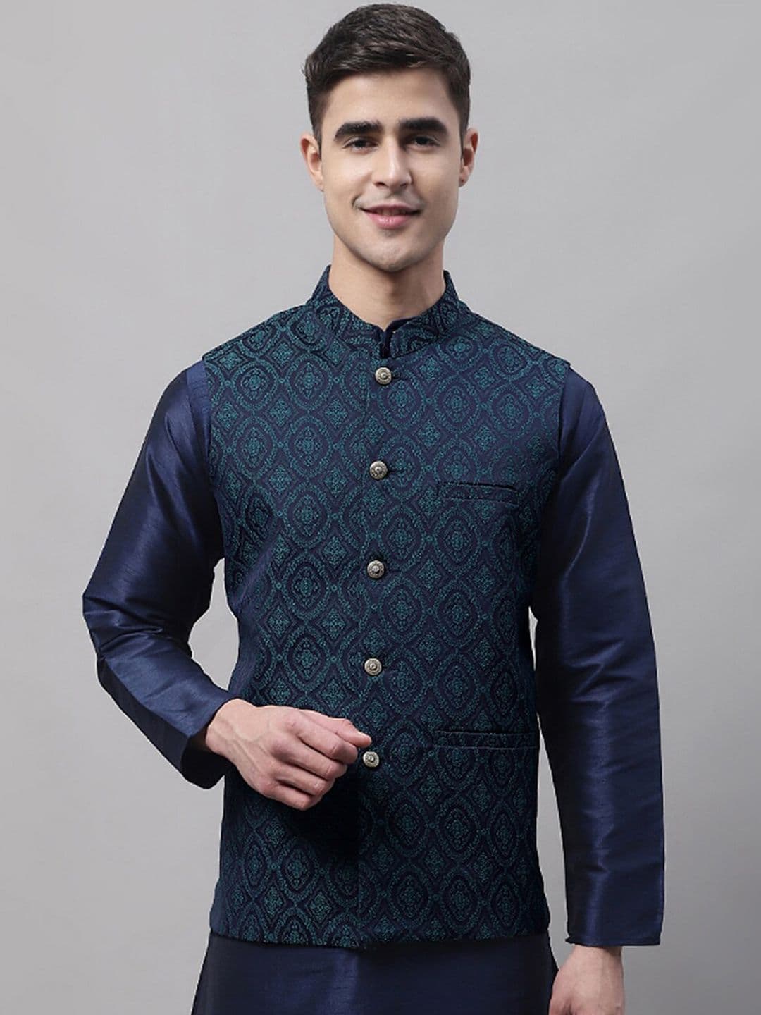 Jompers Men Woven Design Nehru Jacket - view 1