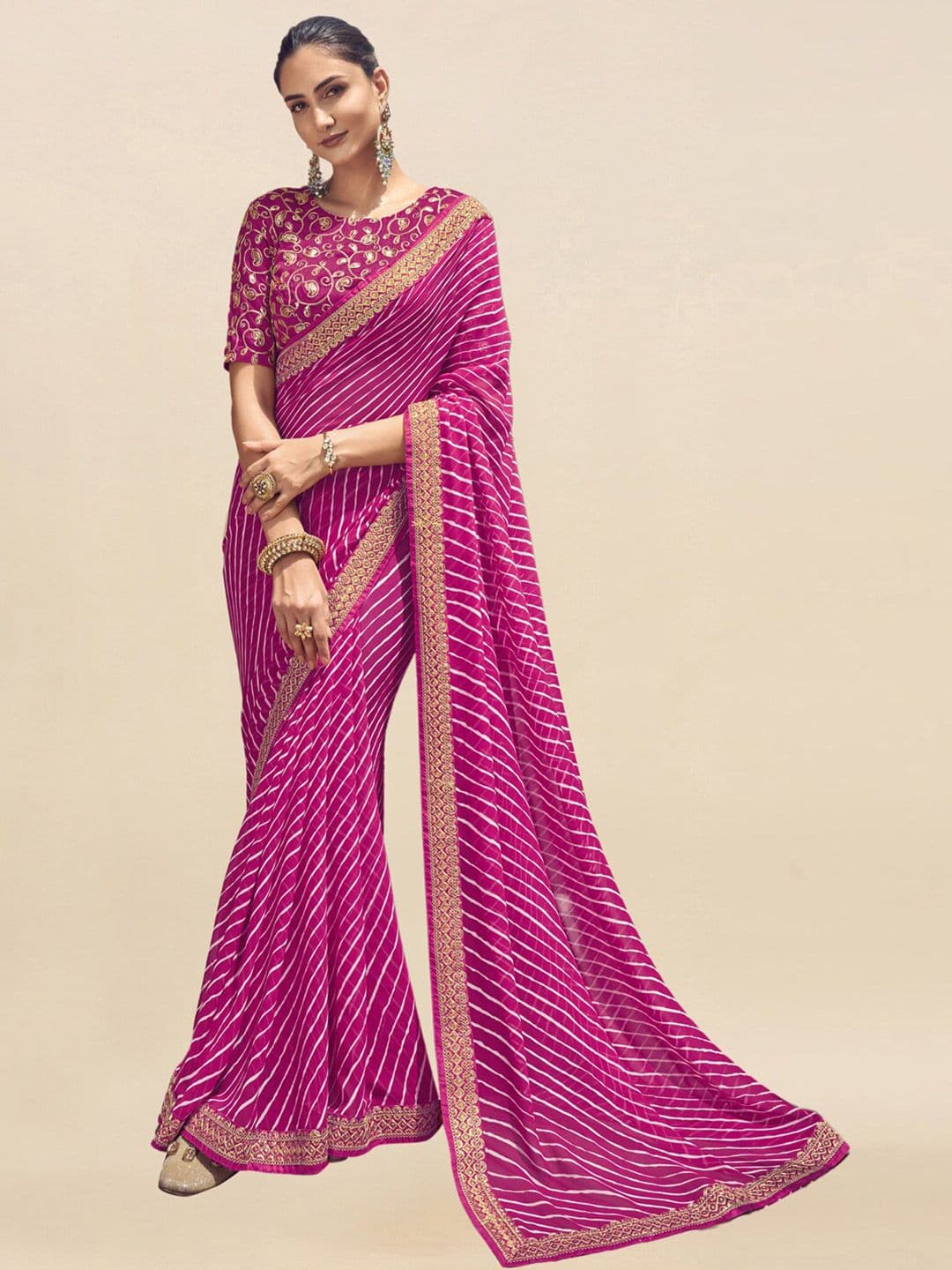 Mitera Leheriya Printed Saree - view 1