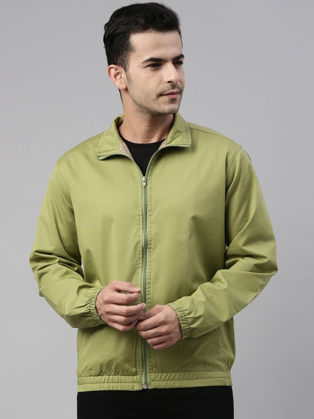 CINOCCI Men Mock Collar Cotton Bomber Jacket - view 1