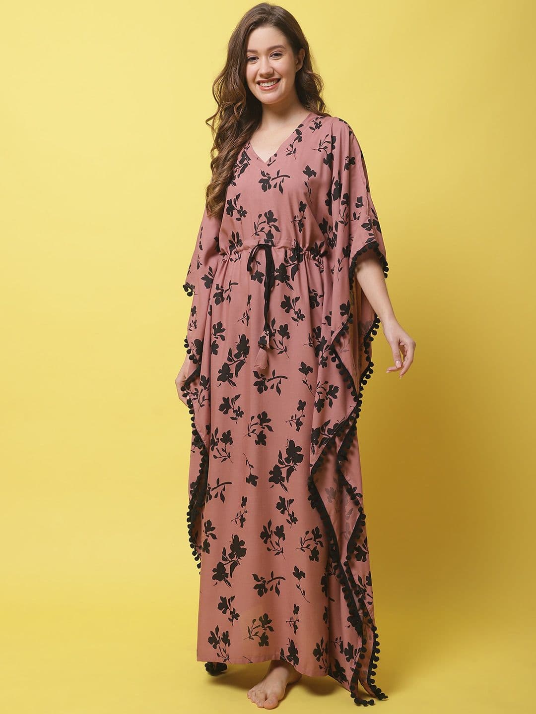 Claura Women Floral Printed Kaftan Nightdress - view 1