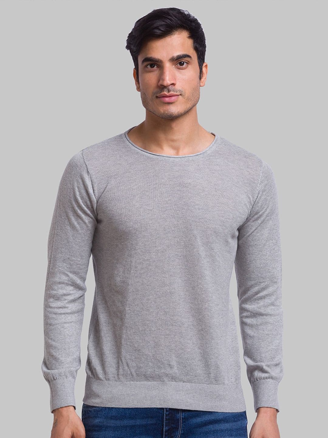 Parx Men Ribbed Hem Knitted Pullover Cotton Sweater - view 1
