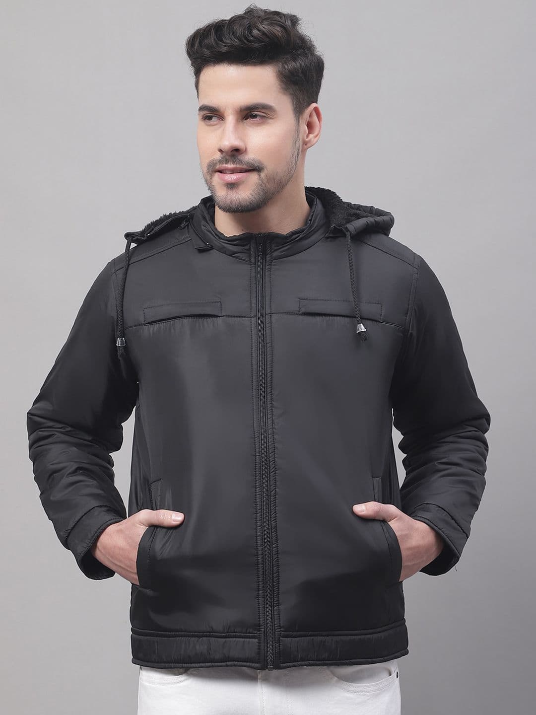 Cantabil Men Solid Hooded Lightweight Sporty Jacket - view 1