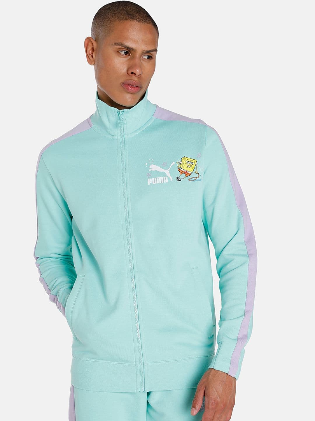 Puma X SPONGEBOB T7 Logo Printed Regular Fit Cotton Sporty Jacket - view 1