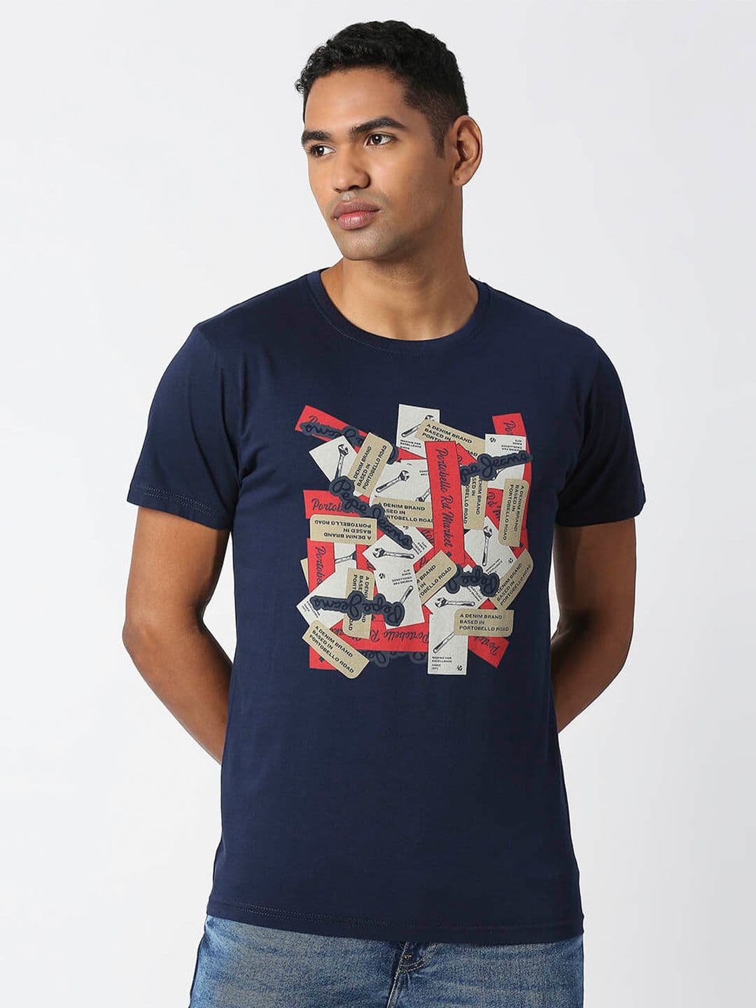 Pepe Jeans Men Graphic Printed Pure Cotton Slim Fit T-shirt - view 1