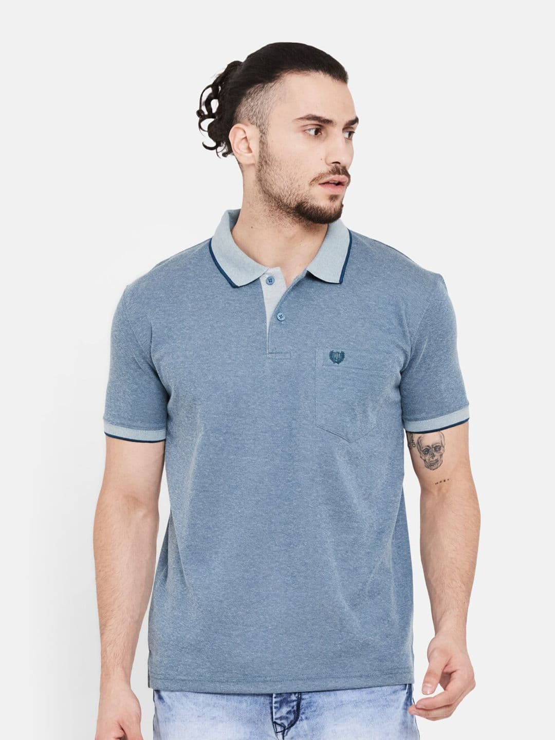 Duke Regular Fit Pocket Detail Polo Collar Cotton T-shirt - view 1
