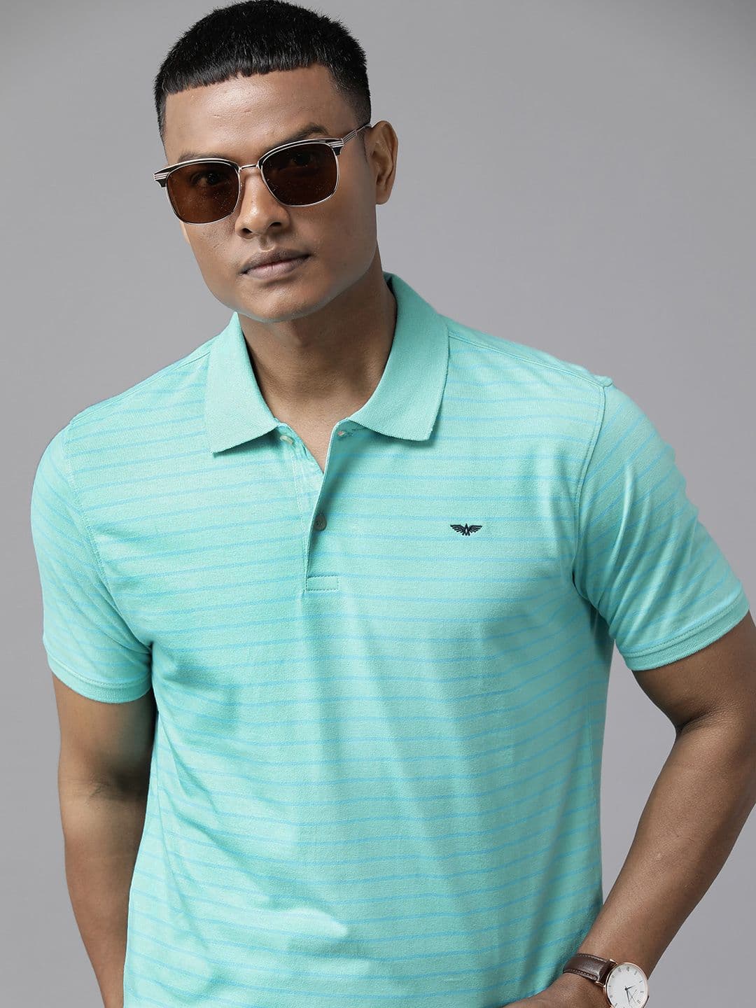 Park Avenue Men Striped Polo Collar Slim Fit T-shirt - view 1