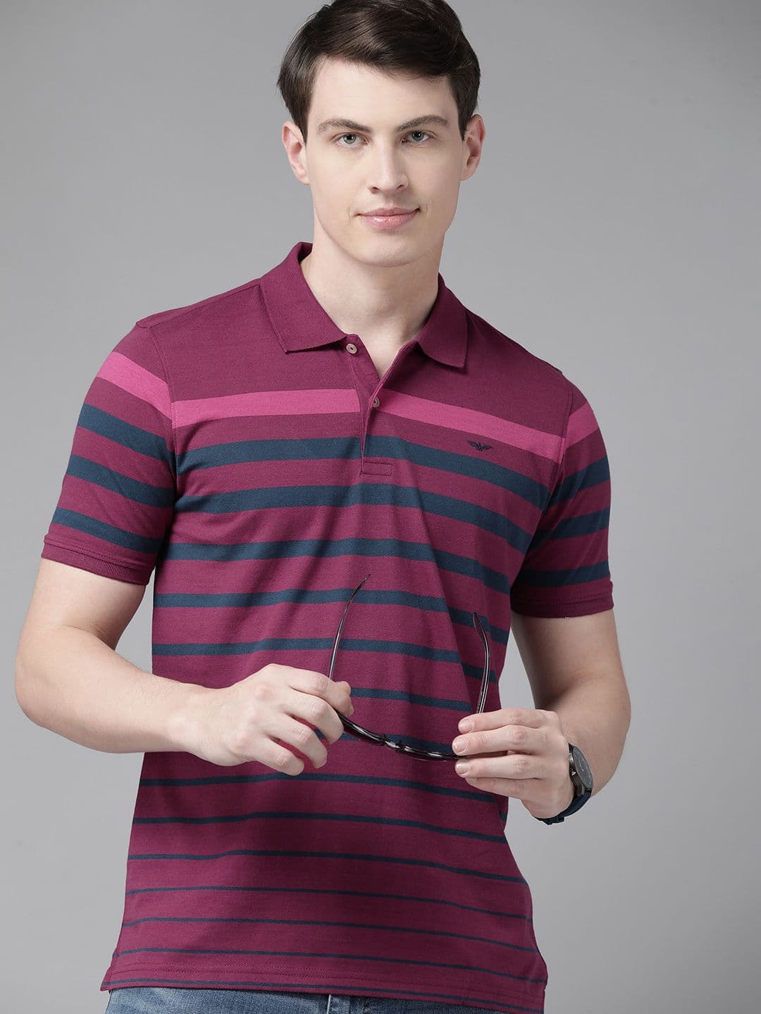 Park Avenue Striped Polo Collar Slim Fit T-shirt - view 1