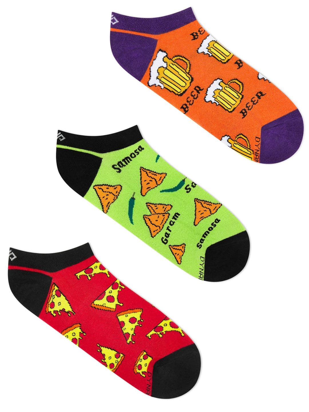 Dynamocks Pack Of 3 Patterned Ankle Length Socks - view 1