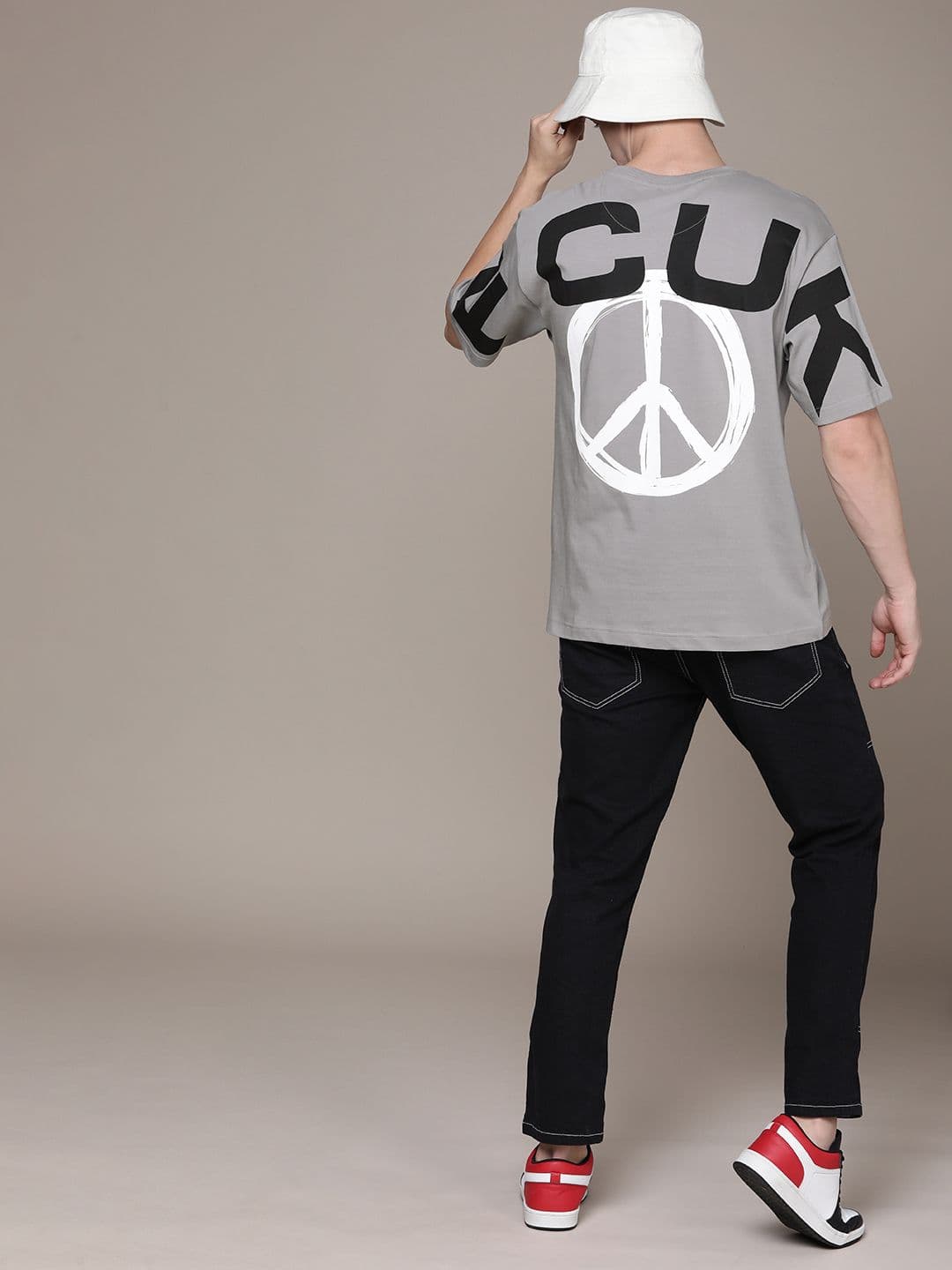 FCUK Round Neck Graphic Printed Oversized Fit Pure Cotton T-shirt - view 1