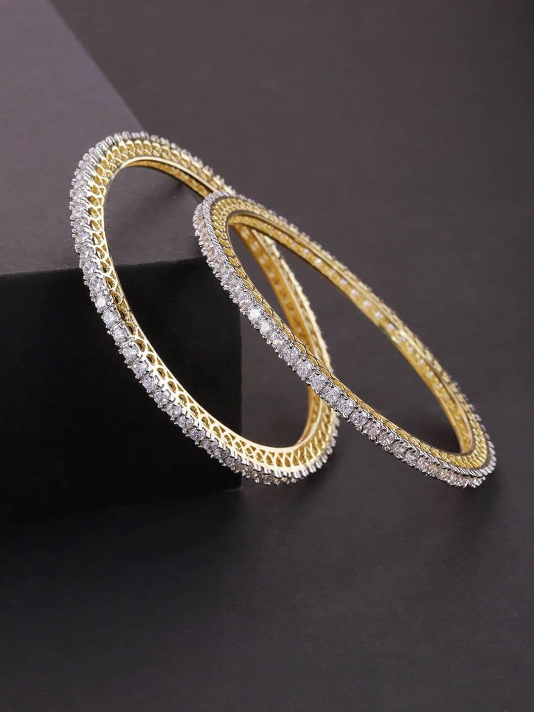 The Pari Set Of 2 Gold-Plated AD-Studded Bangles - view 1