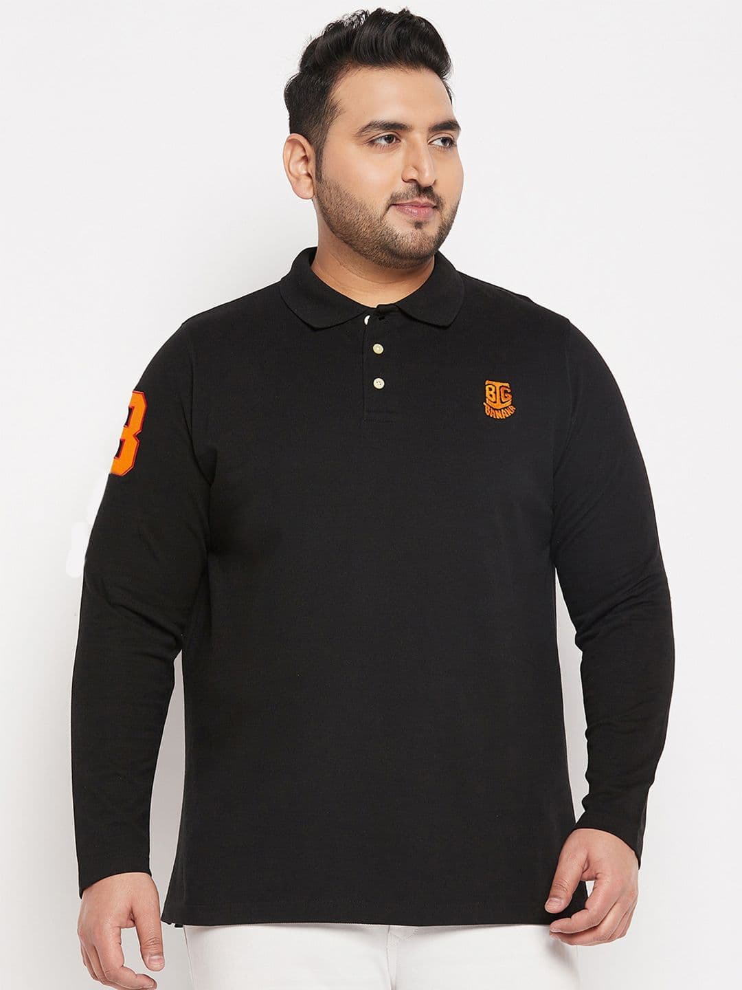 bigbanana Plus Size Polo Collar Pure Cotton Bio Finished T-shirt - view 1
