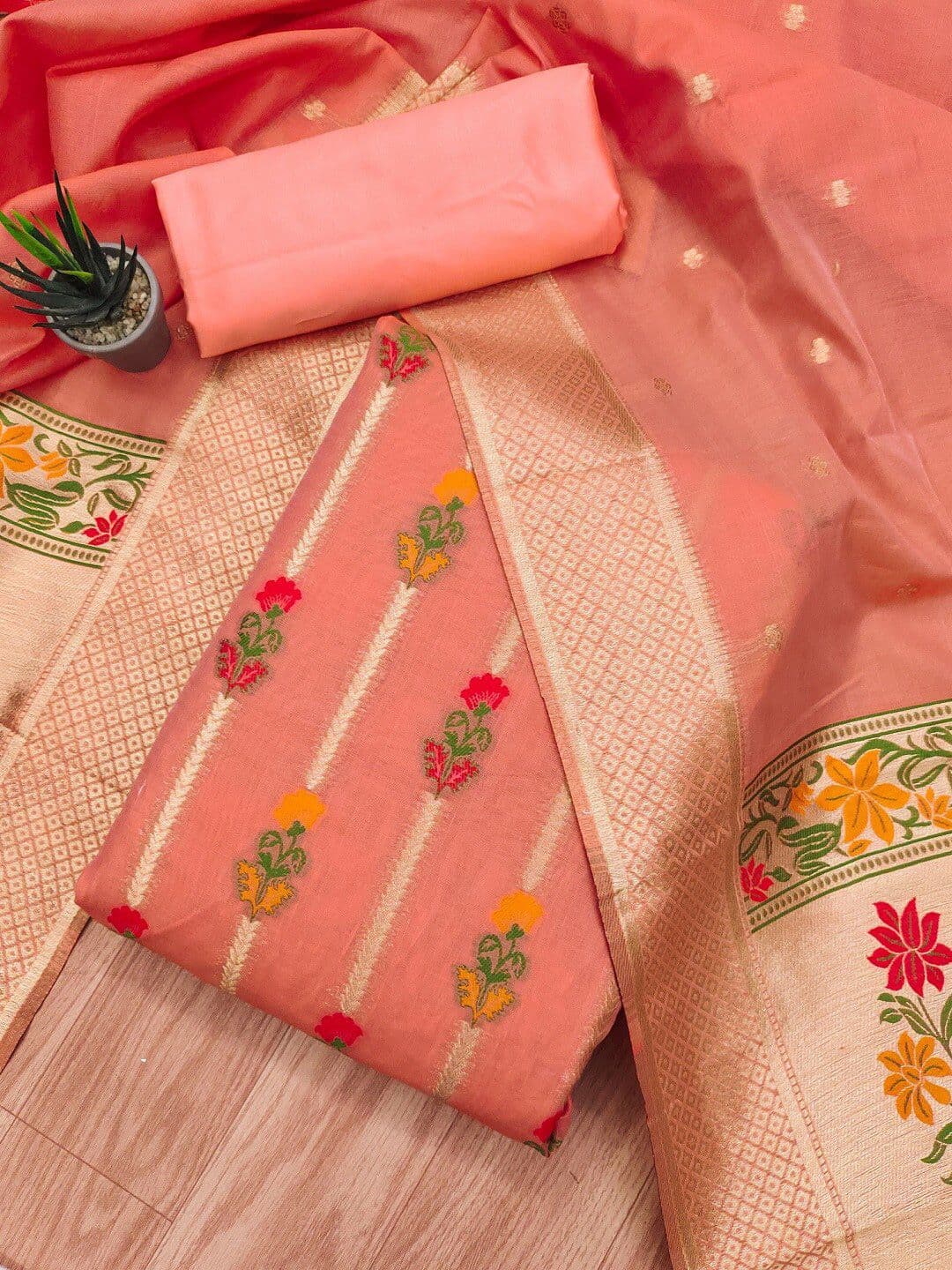 KALINI Woven Design Unstitched Dress Material - view 1