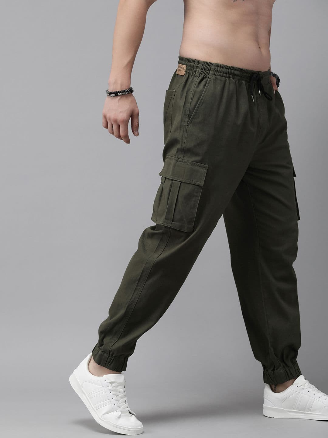 The Roadster Life Co. Men Solid Mid-Rise Cargo Joggers - view 1