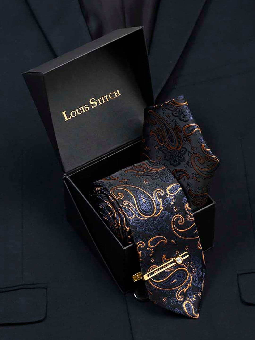 LOUIS STITCH Men Silk Necktie Accessory Gift Set - view 1