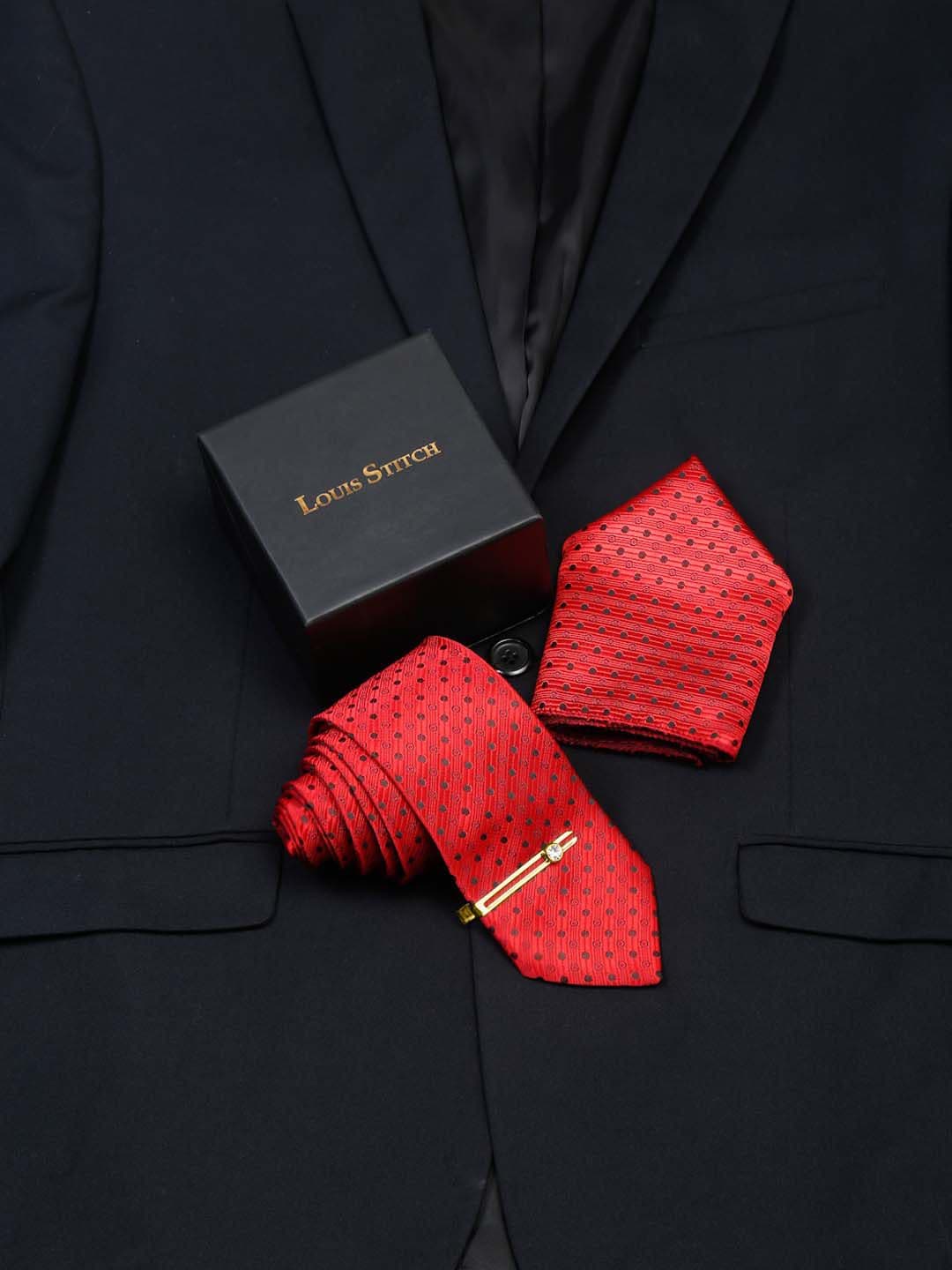 LOUIS STITCH Men Woven Design Silk Necktie Accessory Gift Set - view 1