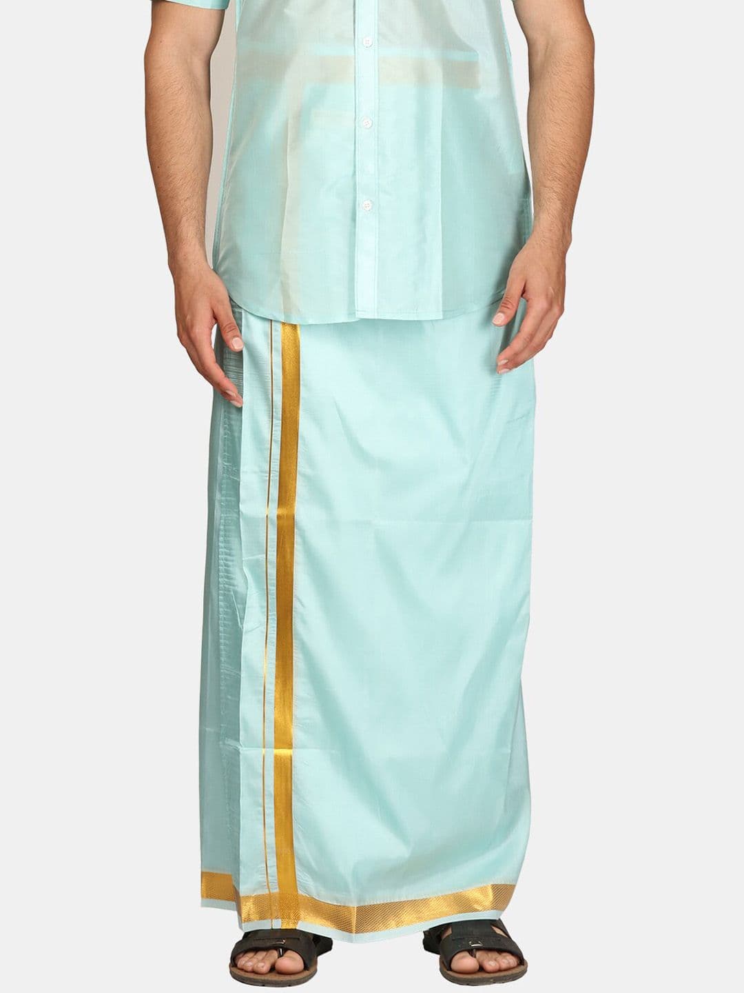 Sethukrishna Men Zari Border Art Silk Dhoti - view 1