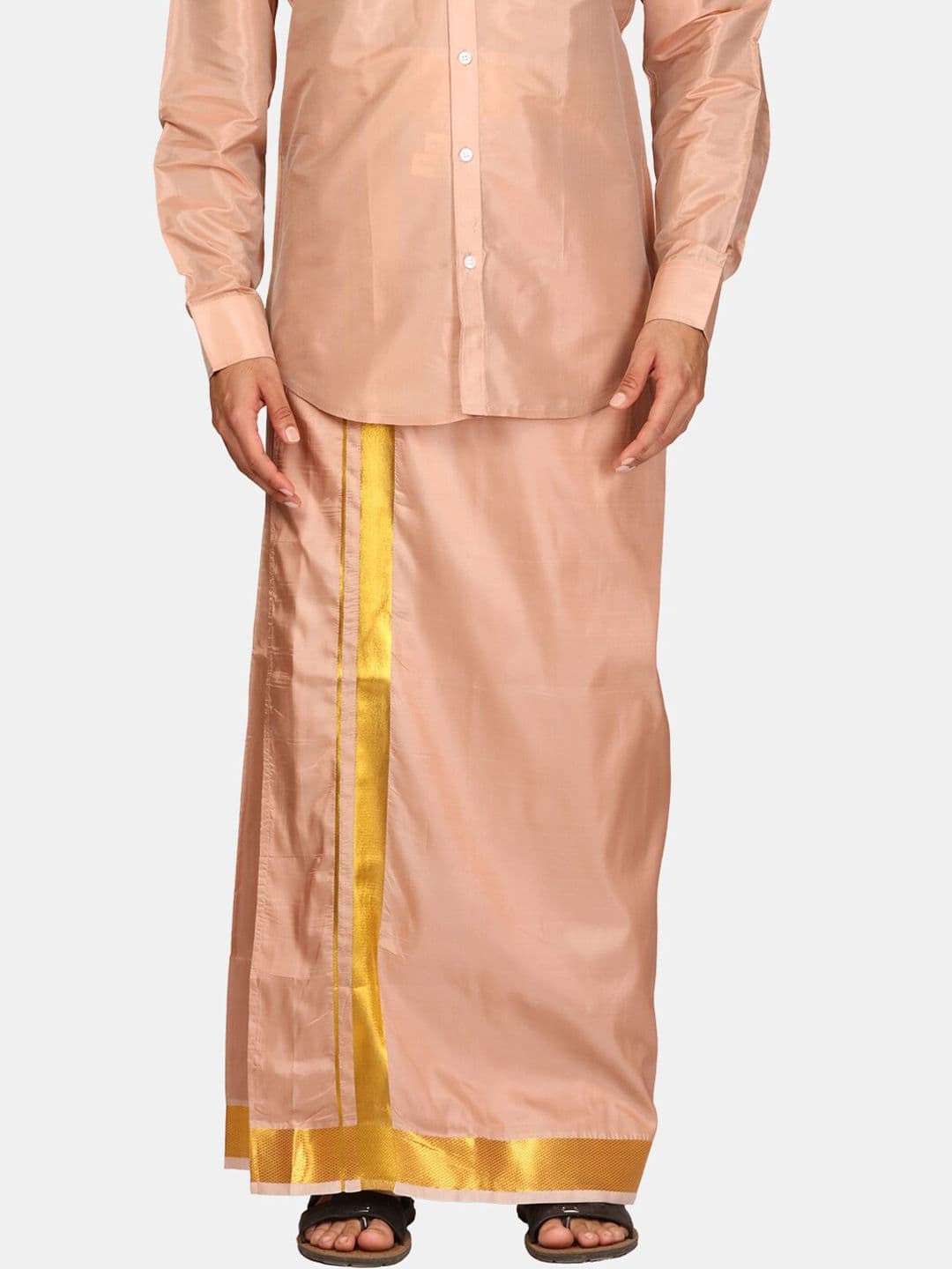Sethukrishna Men Zari Border Art Silk Dhoti - view 1