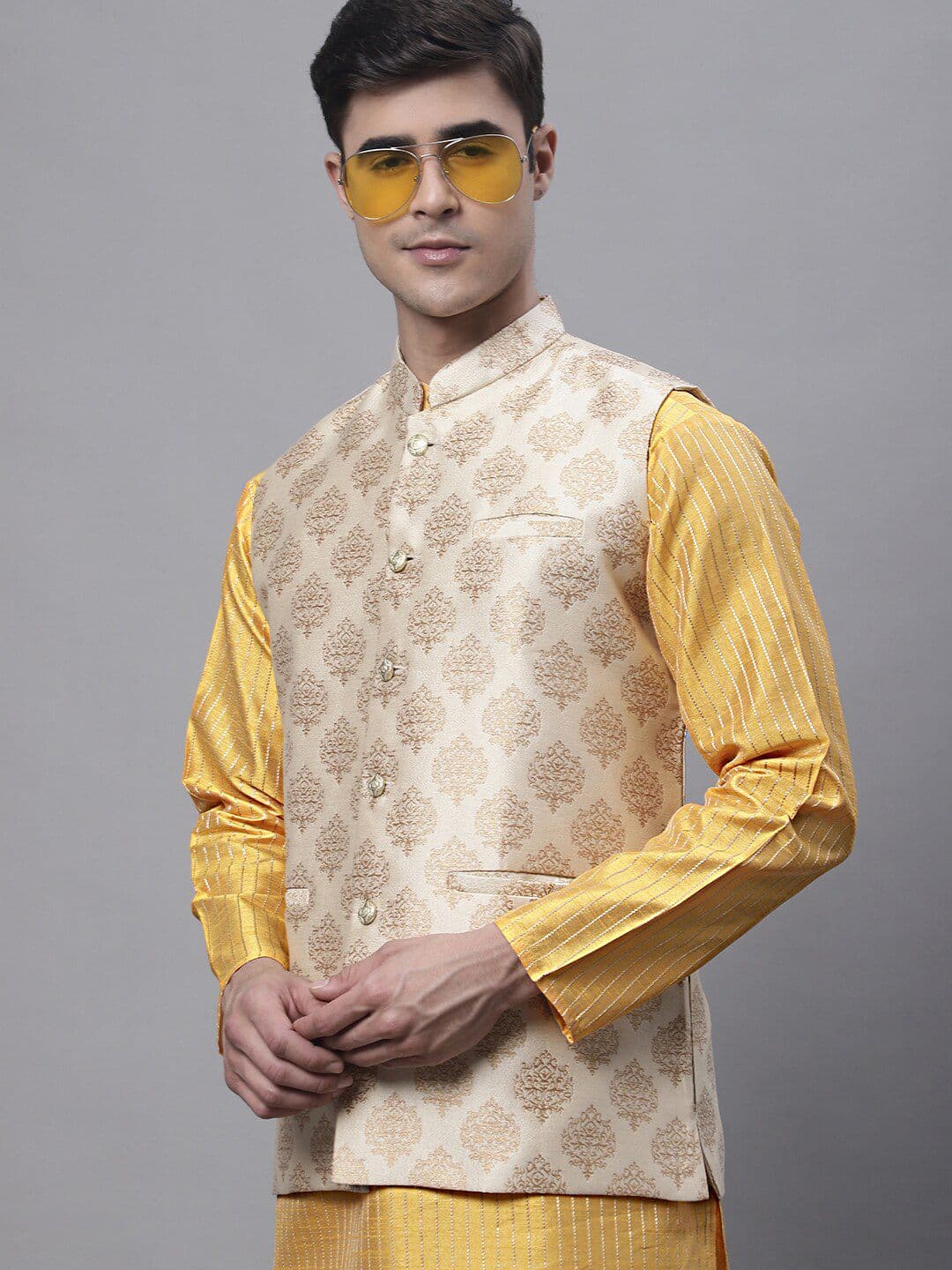 Jompers Woven design Nehru Jackets - view 1