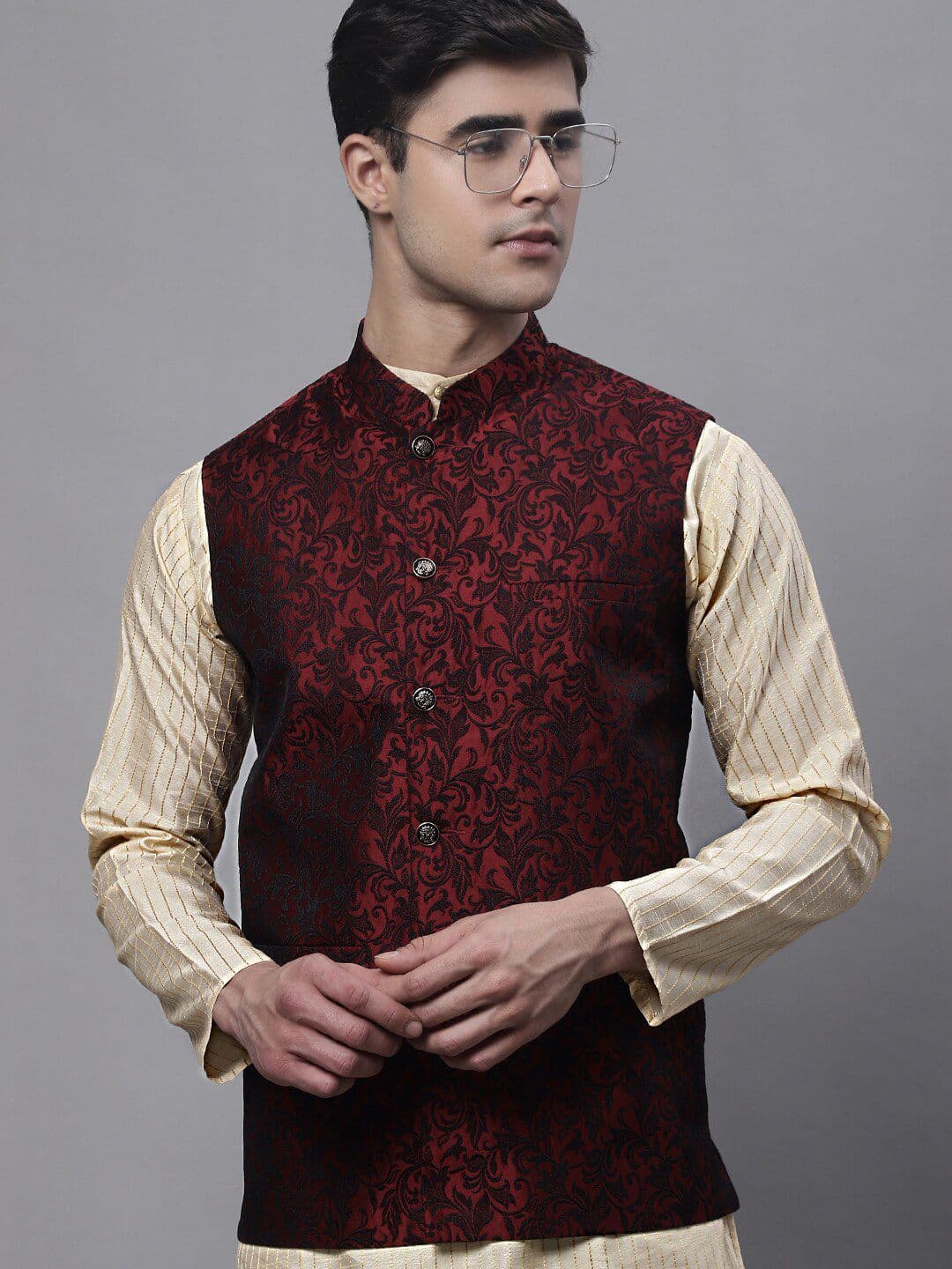Jompers Woven Design Nehru Jackets - view 1