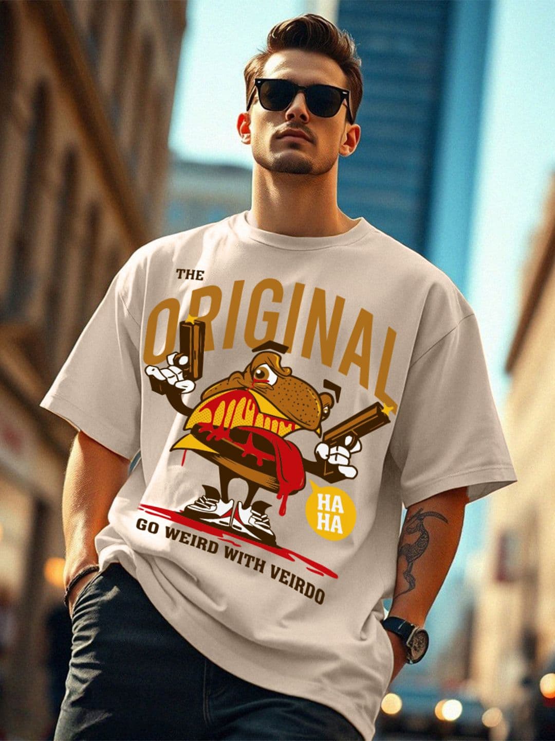 VEIRDO Graphic Printed Oversized Fit Cotton T-shirt - view 1