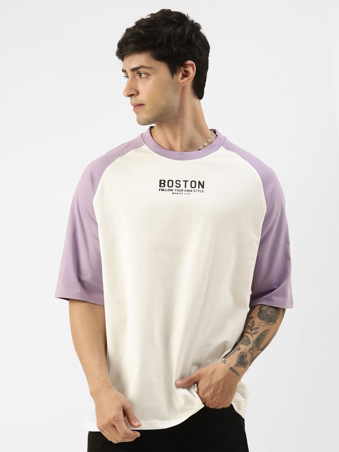 Maniac Raglan Sleeves Typography Printed Oversized T-shirt - view 1