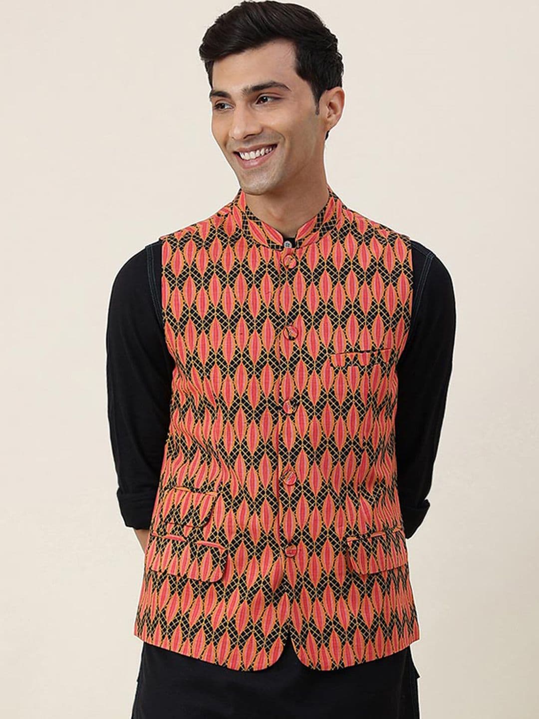 Fabindia Printed Pure Cotton Nehru Jacket - view 1